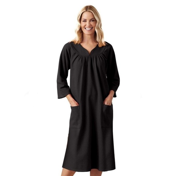 Amerimark Sweetheart Neck Purple Floral Heavyweight Fleece Lounger Dress 3X - Picture 9 of 9